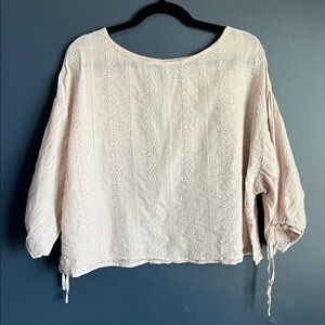 HYFVE 100% Cotton Eyelet Blouse - Light Blush Pink